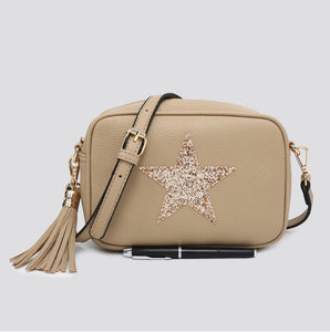 Cross Body Star Bags in Sand