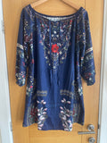 Floral Print Navy Tunic/Top - Size L