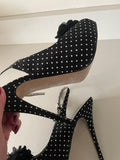 Black Polka Dot Sling Back Heels - Size 7/41