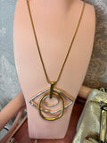 Gold & Silver Misshape Long Necklace with Gold Chain