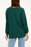 As Seen in Unique’s Video: V Neck Front Tie Blouse in Green