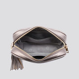 Cross Body Bag in Pewter, Gold & Black
