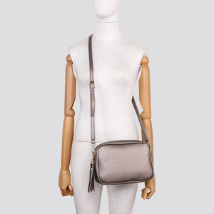 Cross Body Bag in Pewter, Gold & Black