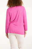 As Seen in Unique’s Video: Ribbed Soft Knit V Neck Jumper with Necklace. In 4 Colours.