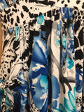 V Neck Blue Print Dress/Tunic with Pockets: REDUCED