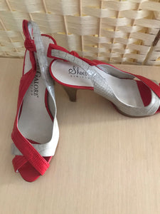 Red  & Grey Sling Back High Heel Sandal in Size 5 Only - REDUCED
