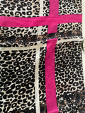 Animal Print Scarf with Pink Stripe Detail