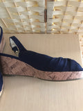 Navy Material Low Wedge Sandal in Size 5 Only -REDUCED