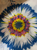 Multi Colour Flower Print Scarf with Silver Detail