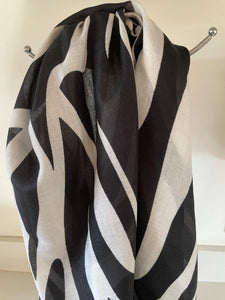 Black & White Zebra Print Winter Scarf