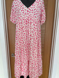 Fully Lined Pink & Cream Polka Dot Maxi Dress - Size 10
