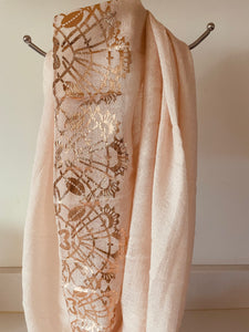 Pale Peach Scarf with Rose Gold Foil Detail