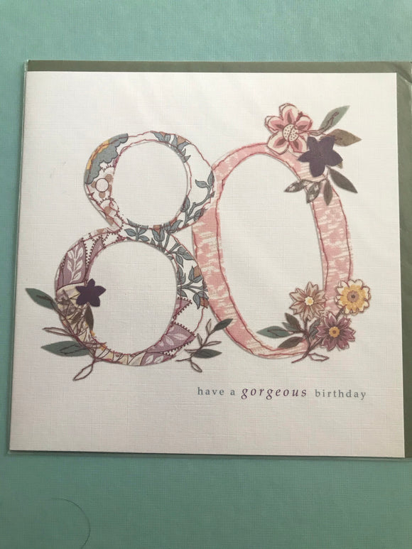 80th Birthday Card in Two Designs