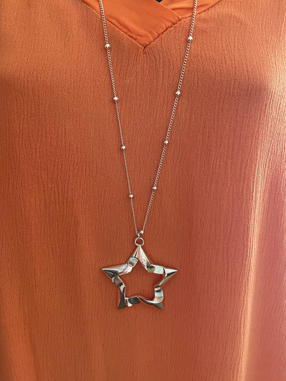 Rose Gold Open Star Long Necklace