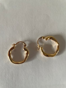 Abstract Gold Hoop Earrings