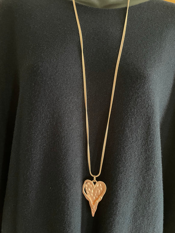 Long Rose Gold Heart Necklace