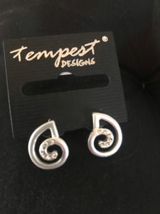 Silver Swirl Earrings with Diamanté Insert