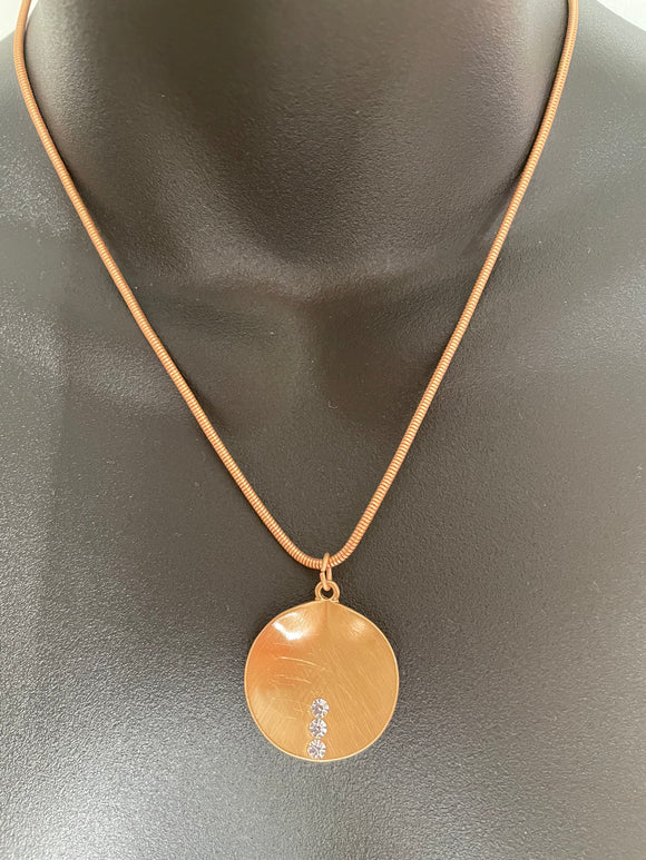 Short Brushed Gold Pendant Necklace