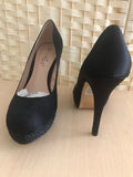 Black Satin Court Shoe  in Various Sizes - REDUCED