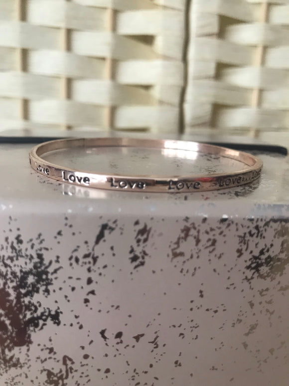 Thin Rose Gold 'Love' Bangle