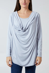 Cowl Front Drape Jersey Top