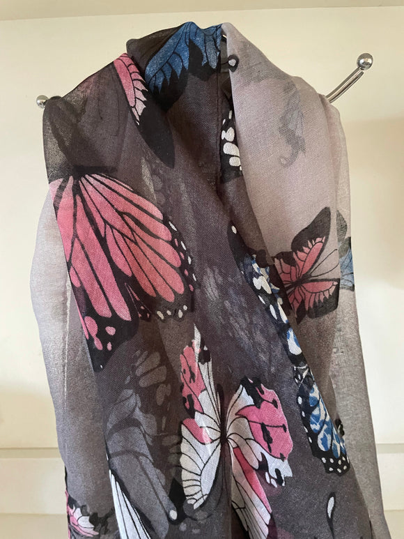 Pink & Blue Butterfly Scarf