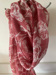 Peachy/Pink Floral Print Scarf