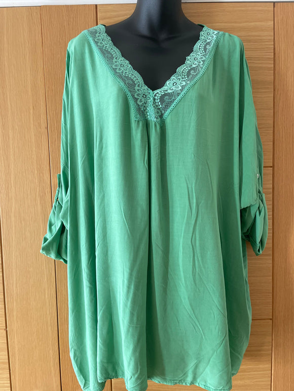 SALE: Green Lace Neck Tunic