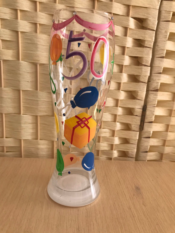 Hand Painted 50th Glass
