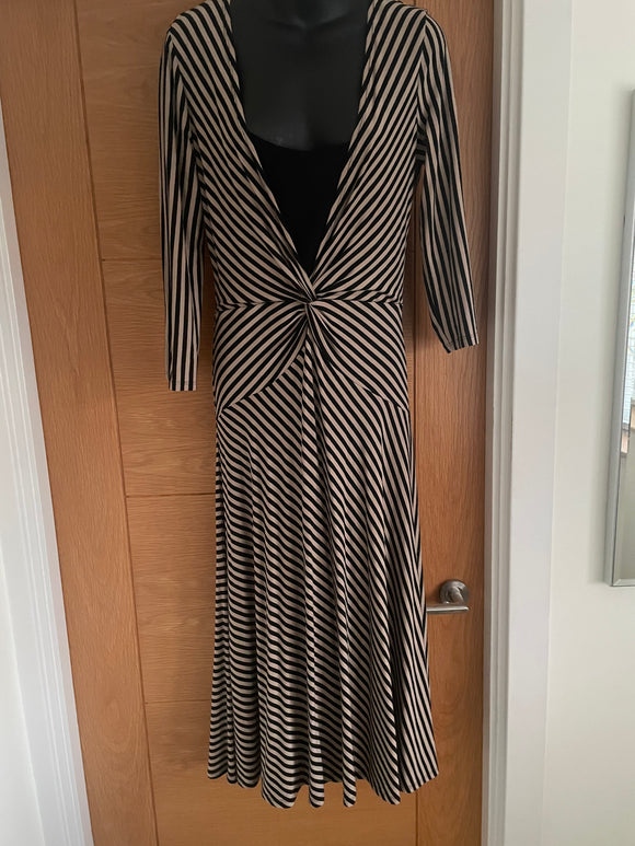 Kenar Beige & Black Stripe Dress - Size 12