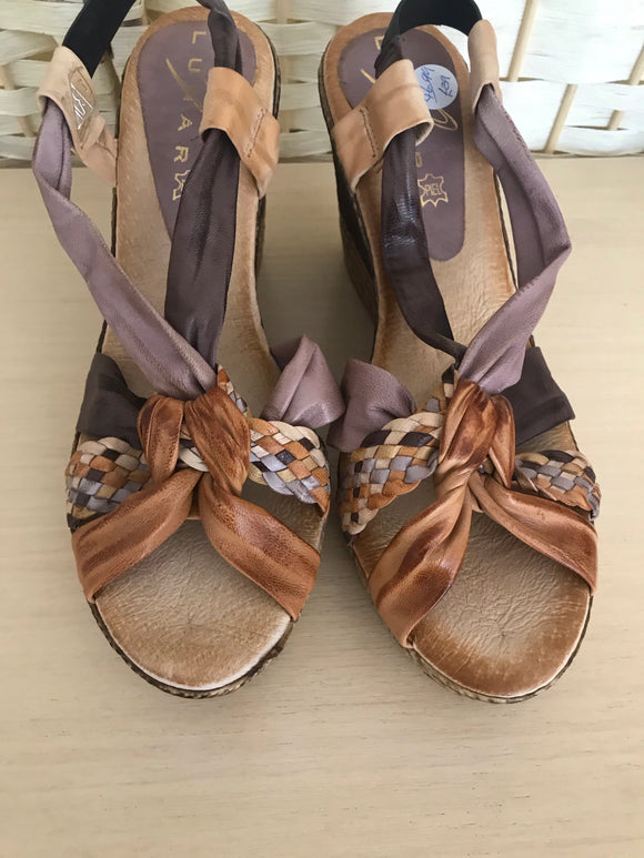 Leather High Wedge Sandal - Size 7 only -REDUCED