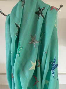 Green Multi Colour Star Scarf