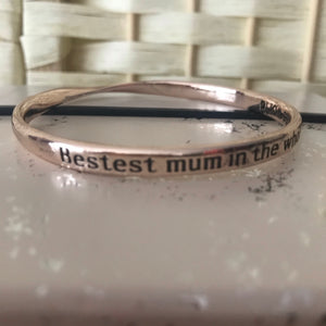 Rose Gold 'Mum' Bangle - Engraved On the Outside & Inside