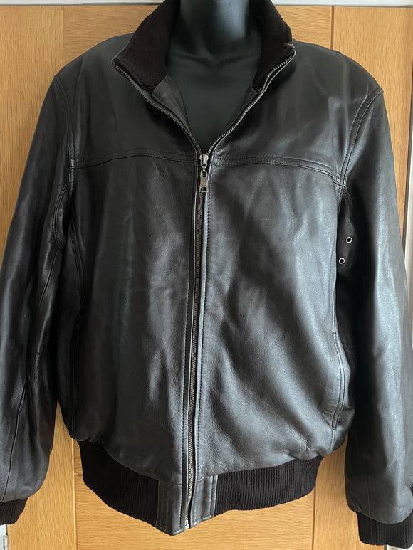 Brown Fully Lined Leather Jacket. Unisex - Size 2XL