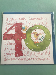 40th Wedding Anniversary Card