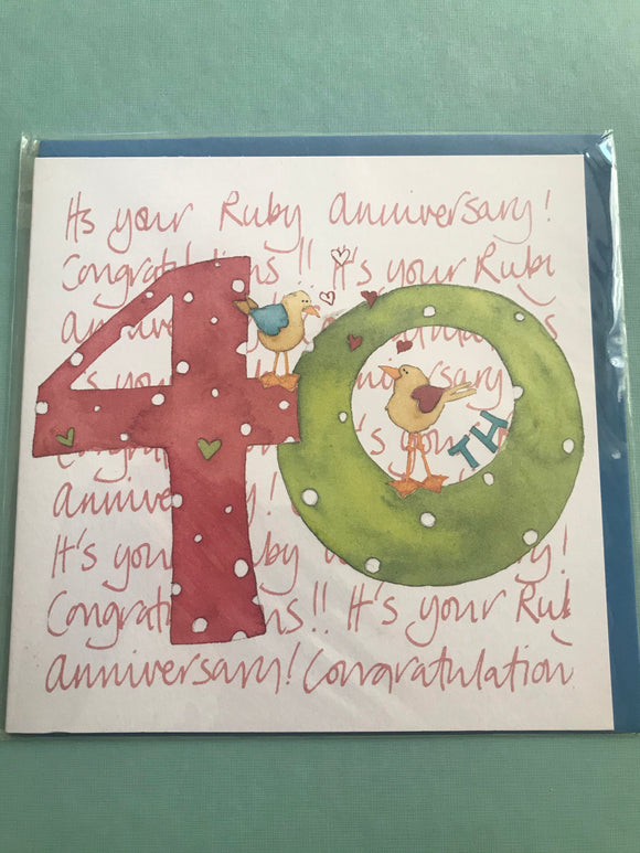 40th Wedding Anniversary Card