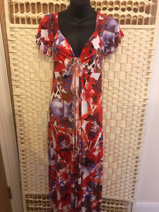 SALE: Sleeved Floral Print Maxi Dress in Size Small