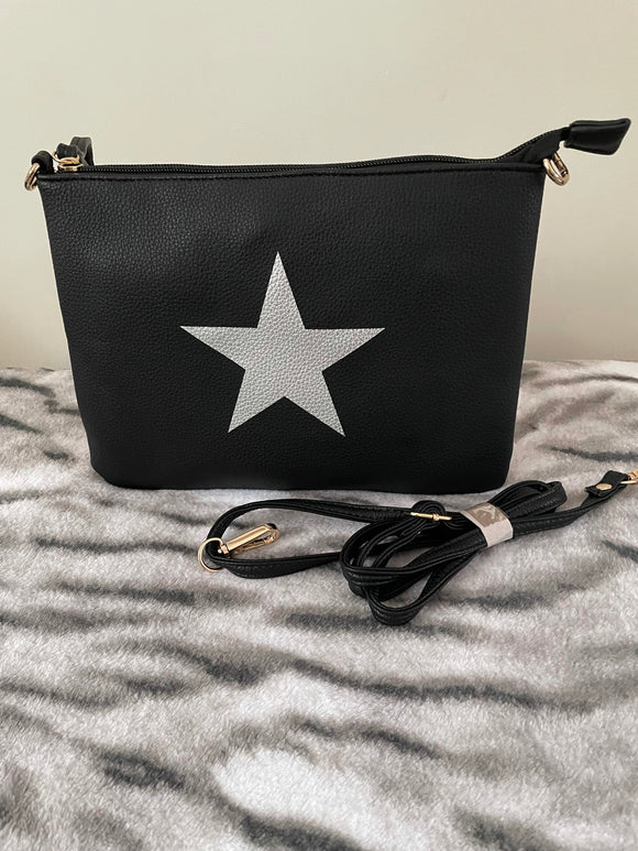 Black Star Crossbody Bag with Detachable Strap