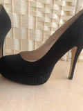 Black Satin Court Shoe  in Various Sizes - REDUCED