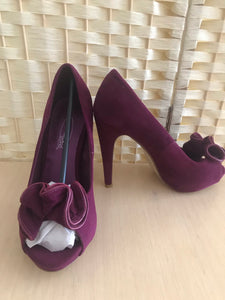 Raspberry Peep Toe Court Shoes in Various Sizes - REDUCED