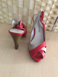 Red  & Grey Sling Back High Heel Sandal in Size 5 Only - REDUCED