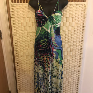 SALE: Multi Colour Spaghetti Strap Maxi Dress. Size 10