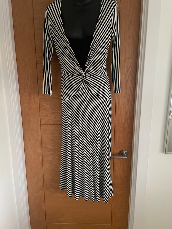 Kenar Black & White Stripe Dress - Size 12