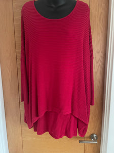 Laetitia Mem Red Two Layer Ribbed Jumper - One Size