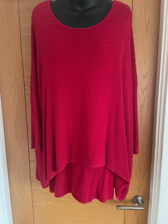 Laetitia Mem Red Two Layer Ribbed Jumper - One Size