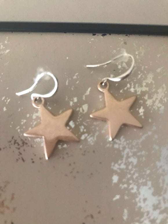 Matt Rose Gold Star Earrings