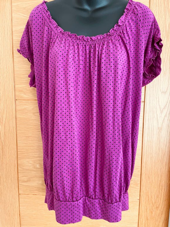 Elasticated Scoop Neck Purple Top. New with Tags - Size 12