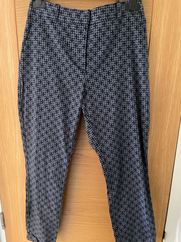 SALE: Navy Capri Pant with Lilac & Grey Pattern