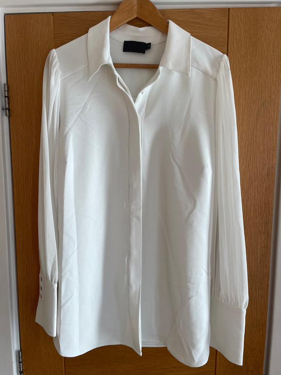 Mint Velvet Cream Top with Chiffon Sleeves - Size 16