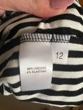 Kenar Black & White Stripe Dress - Size 12